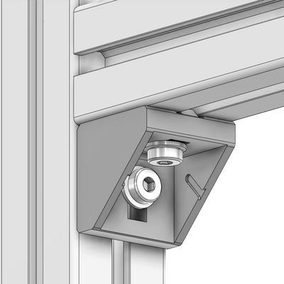 40-110-3SS MODULAR SOLUTIONS GUSSET BRACKET<BR>45MM X 45MM WITH STAINLESS STEEL HARDWARE REINFORCEMENT ANGLE